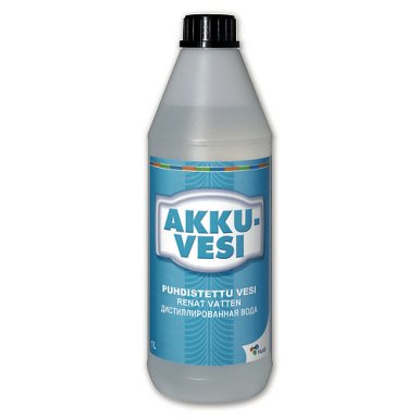 Akkuvesi - Puhdistettu vesi 1L Telko