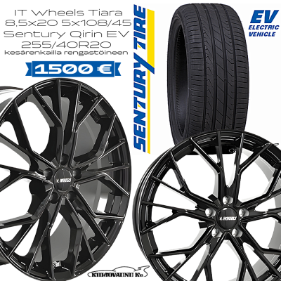 IT Wheels Tiara 8,5x20" 5x108 et45 Sentury Qirin 255/40R20 kesärenkailla
