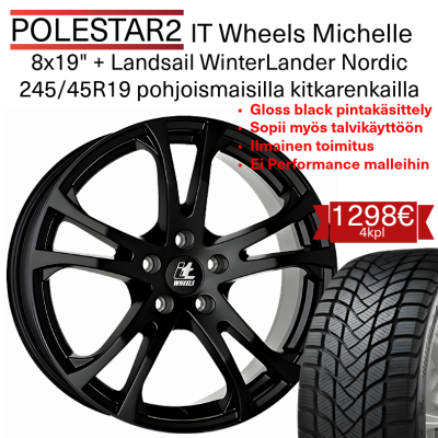 It Wheels Michelle 8x19" 5x108 et45 Landsail kitkarenkailla Polestar 2